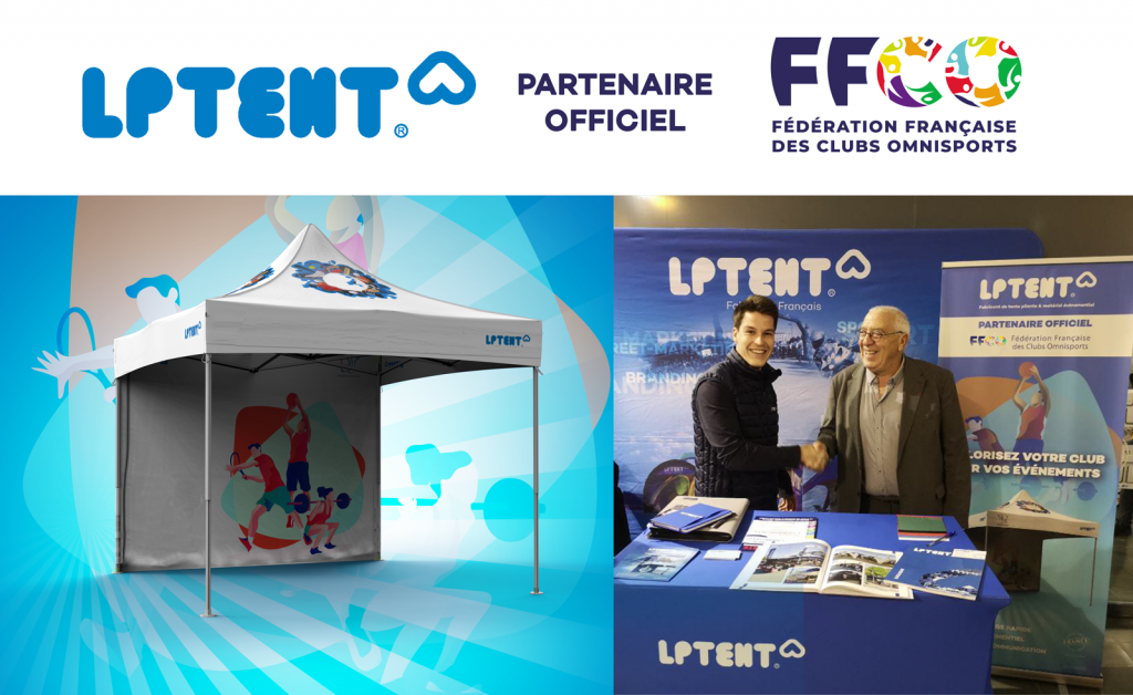 Photo de Gérard Perreau-Bezouille, Président de la FF Clubs Omnisports et de Stanislas Barjoux, commercial de LPTENT lors de la signature du partenariat. 