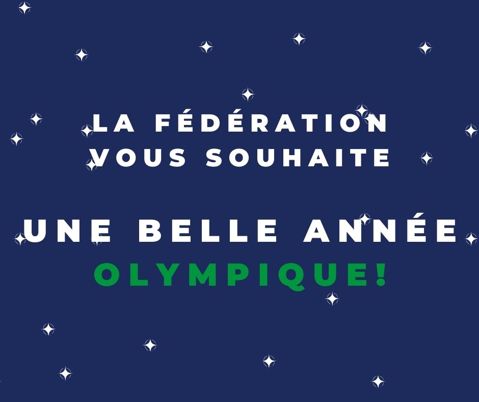 Visuel avec écrit "La fédération vous souhaite une belle année olympique" de la Fédération Française des Clubs Omnisports