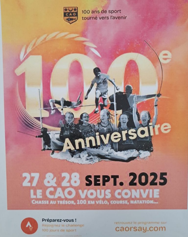 Affiche des 100 abs du CA Orsay 27 et 28 sept 2025