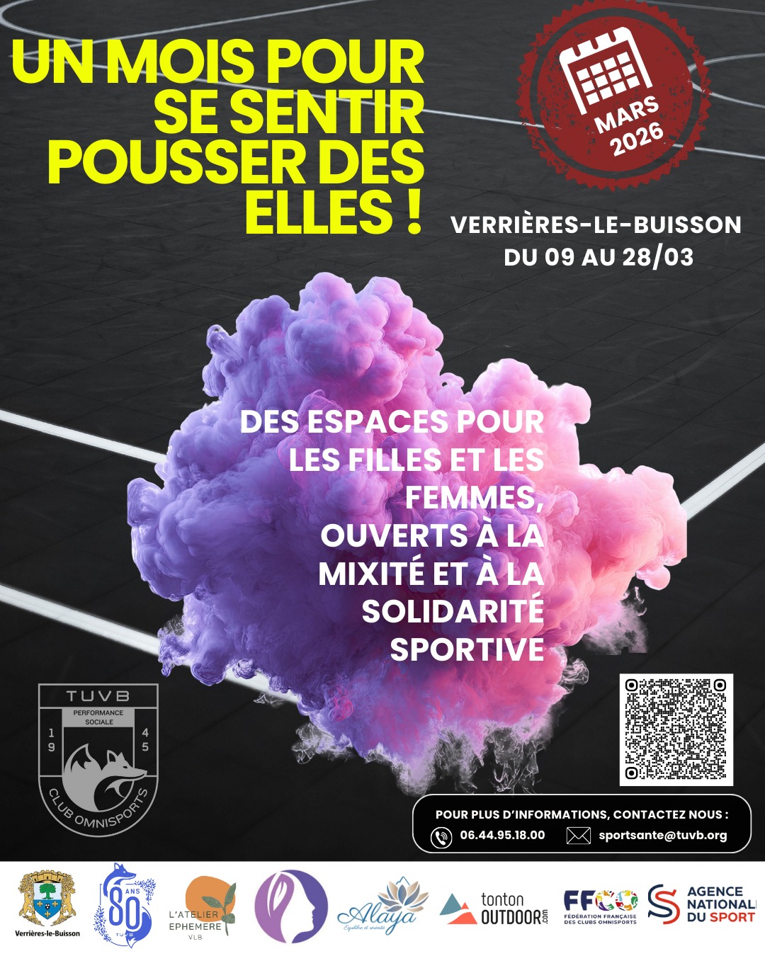 Affiche événement Mois 100% Féminin au club du TUVB